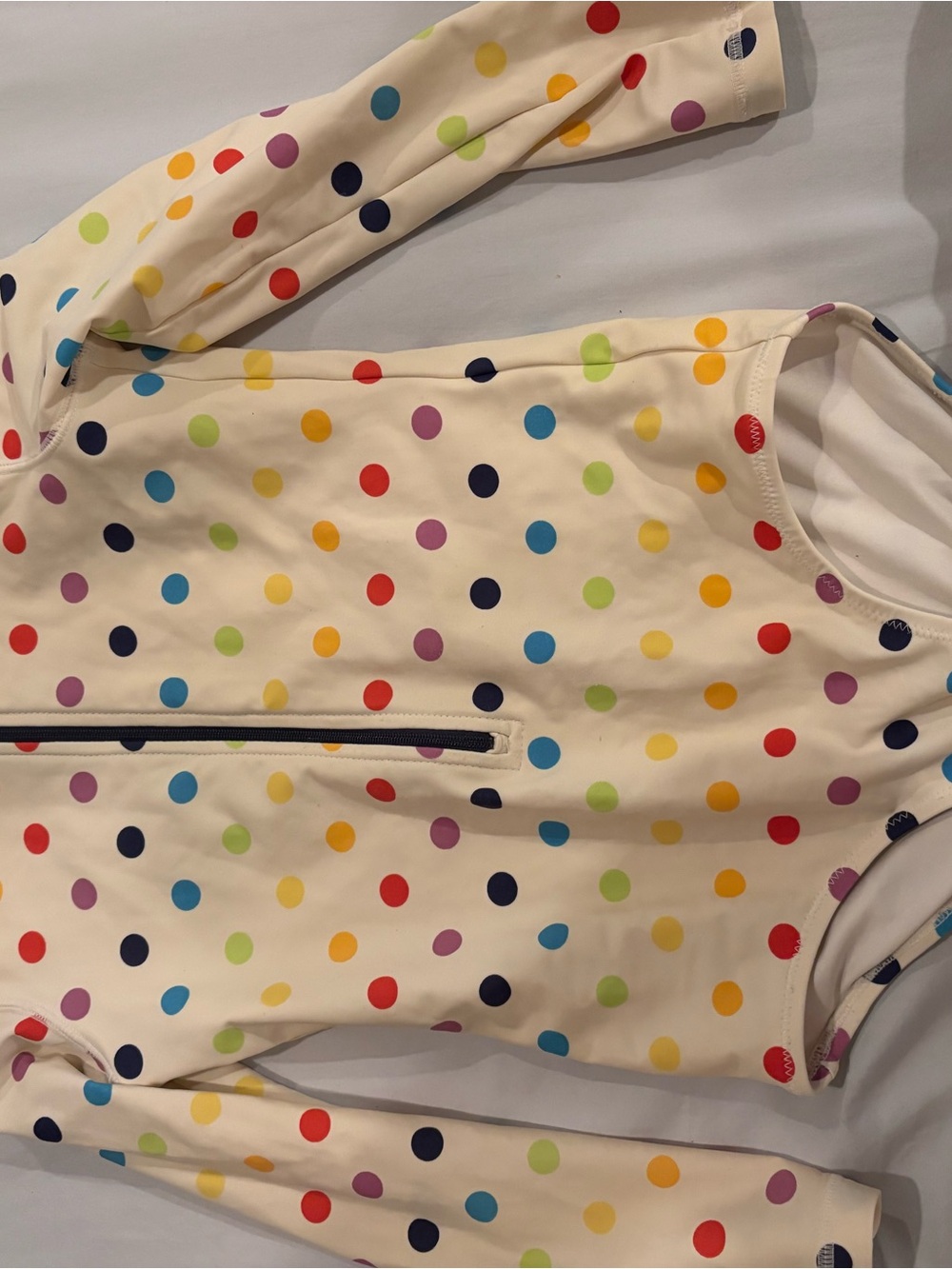 Primary Girls One Piece Long Sleeve Polka Dot Rash Guard Swim Suit